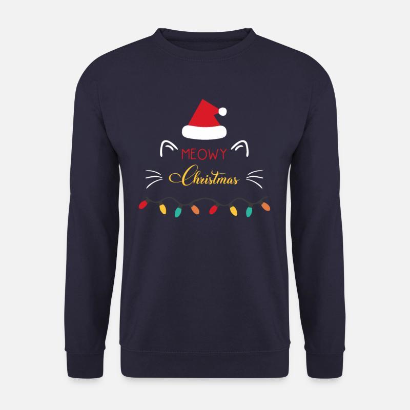 Meowy Christmas Katzen Weihnachten Katze - Unisex Pullover - Navy