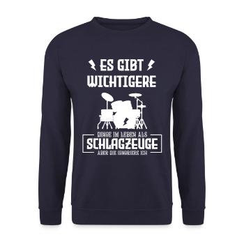 Schlagzeug Drummers Spruch - Unisex Pullover - Navy - Vorne - Alina (178cm) & Michal (187cm)