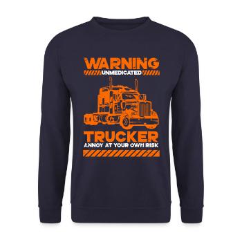 Warning trucker lorry driver lorry driver - Unisex Sweatshirt - navy - Front - Alina (178cm) & Michal (187cm)