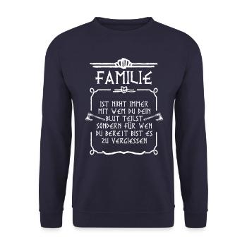 Familie Nicht Immer Mit Wem Du Blut Teilst Viking - Unisex Pullover - Navy - Vorne - Alina (178cm) & Michal (187cm)