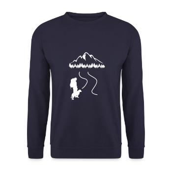 Hunde Wandern Berge - Unisex Pullover - Navy - Vorne - Alina (178cm) & Michal (187cm)