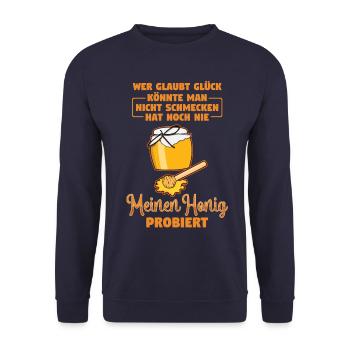 Meinen Honig Imker Bienen Geschenk - Unisex Pullover - Navy - Vorne - Alina (178cm) & Michal (187cm)