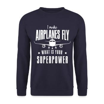I Make Airplanes Fly Superpower Pilot - Sweat-shirt Unisexe - marine - Devant - Alina (178cm) & Michal (187cm)
