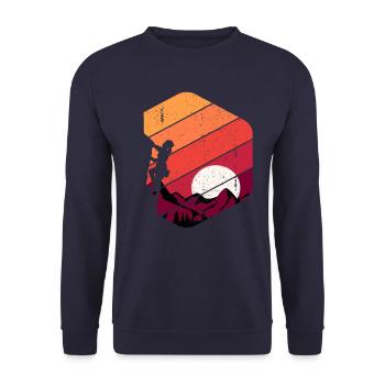 Rock Climbing Retro - Unisex Sweatshirt - navy - Front - Alina (178cm) & Michal (187cm)