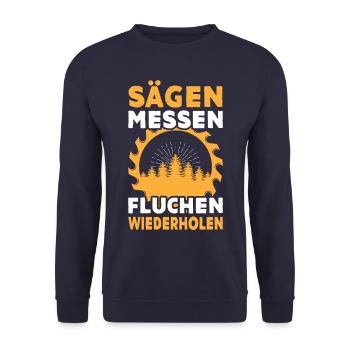 Sägen Messen Fluchen Wiederholen Säge - Unisex Pullover - Navy - Vorne - Alina (178cm) & Michal (187cm)