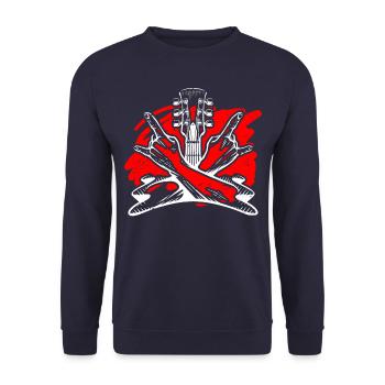 Musicien guitare guitare Rock E-guitare - Sweat-shirt Unisexe - marine - Devant - Alina (178cm) & Michal (187cm)