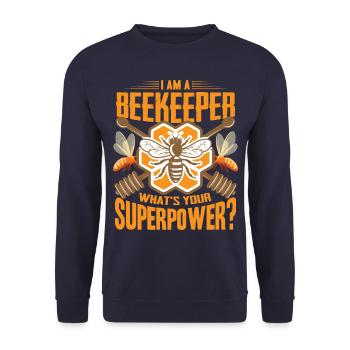 Beekeeper Whats your superpower Beekeeper Bee Saying - Unisex Sweatshirt - navy - Front - Alina (178cm) & Michal (187cm)