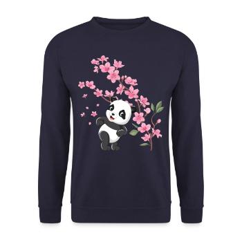 Panda Cherry Blossom Cherry Blossom Japanese Pandas - Unisex Sweatshirt - navy - Front - Alina (178cm) & Michal (187cm)