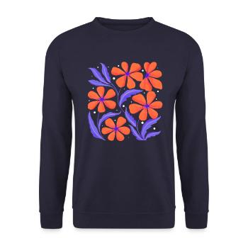 Floral Decor. Customizable - Unisex Sweatshirt - navy - Front - Alina (178cm) & Michal (187cm)