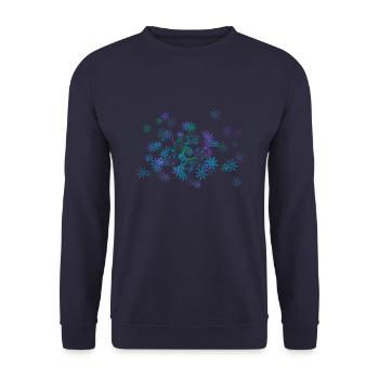 Blue and purple flowers - Unisex Sweatshirt - navy - Front - Alina (178cm) & Michal (187cm)