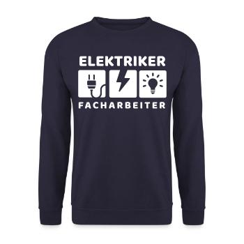 Elektriker Facharbeiter - Unisex Pullover - Navy - Vorne - Alina (178cm) & Michal (187cm)
