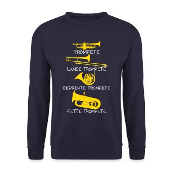 Arten von Trompeten, Trompete, Geschenk, lustig - Unisex Pullover - Navy - Vorne - Alina (178cm) & Michal (187cm)