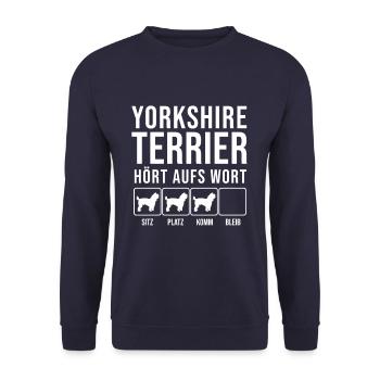 Yorkshire Terrier - Écoutez la parole - drôle, chien - Sweat-shirt Unisexe - marine - Devant - Alina (178cm) & Michal (187cm)