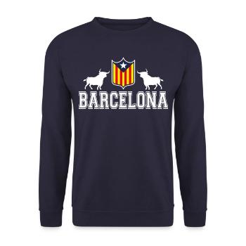 Barcelona - Unisex Sweatshirt - navy - Front - Alina (178cm) & Michal (187cm)