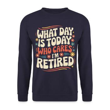 Rentner Ruhestand Rente Pensionierung - Unisex Pullover - Navy - Vorne - Alina (178cm) & Michal (187cm)