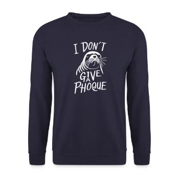 Lustiges Geschenk: "Ich gebe kein Siegel" - Unisex Pullover - Navy - Vorne - Alina (178cm) & Michal (187cm)