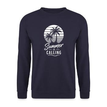 Summer Shirt Palm Trees Beach Sun Retro - Unisex Sweatshirt - navy - Front - Alina (178cm) & Michal (187cm)