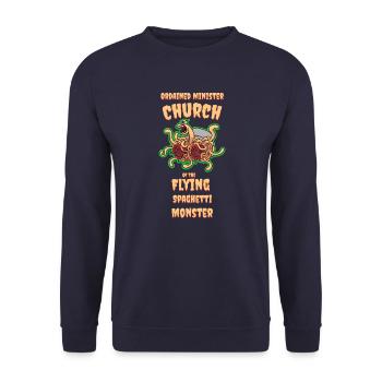 Ordinierte Seran Kirche Geschenk - Unisex Pullover - Navy - Vorne - Alina (178cm) & Michal (187cm)