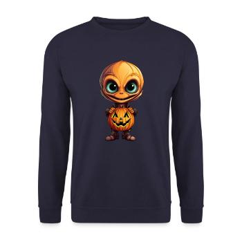 Halloween Alien - Orange Alien - Unisex Sweatshirt - navy - Front - Alina (178cm) & Michal (187cm)