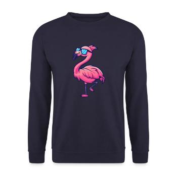 Flamingo Cool Comic - Unisex Pullover - Navy - Vorne - Alina (178cm) & Michal (187cm)
