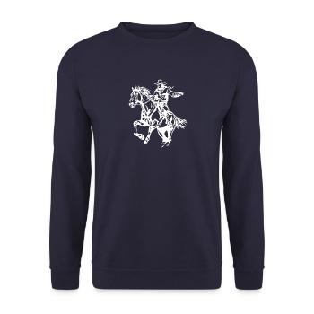 Cowboy Brave Drawing - Unisex Sweatshirt - navy - Front - Alina (178cm) & Michal (187cm)