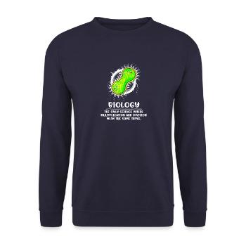 Lustiges Biologie Biologen Shirt Biologie Spruch - Unisex Pullover - Navy - Vorne - Alina (178cm) & Michal (187cm)