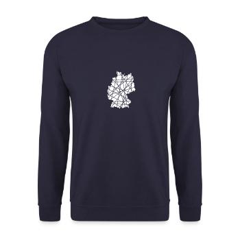 Deutschland Karte Weiß - Unisex Pullover - Navy - Vorne - Alina (178cm) & Michal (187cm)