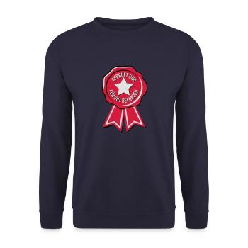 geprüft und für gut befunden - Unisex Pullover - Navy - Vorne - Alina (178cm) & Michal (187cm)