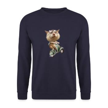 RUNAWAY CAT - Unisex Pullover - Navy - Vorne - Alina (178cm) & Michal (187cm)