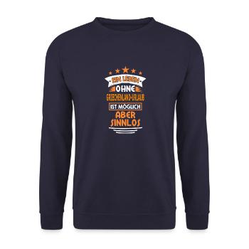 GRIECHENLAND-URLAUB - Unisex Pullover - Navy - Vorne - Alina (178cm) & Michal (187cm)