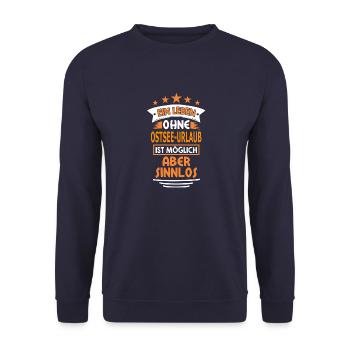 OSTSEE-URLAUB - Unisex Pullover - Navy - Vorne - Alina (178cm) & Michal (187cm)