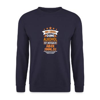 alkohol - Unisex Pullover - Navy - Vorne - Alina (178cm) & Michal (187cm)