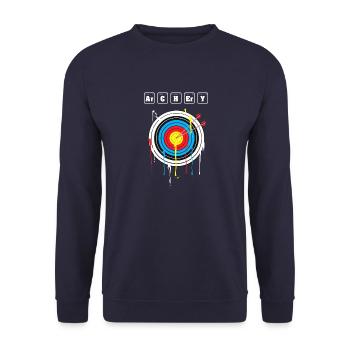 Bogensport Periodensystem für Bogenschützen - Unisex Pullover - Navy - Vorne - Alina (178cm) & Michal (187cm)