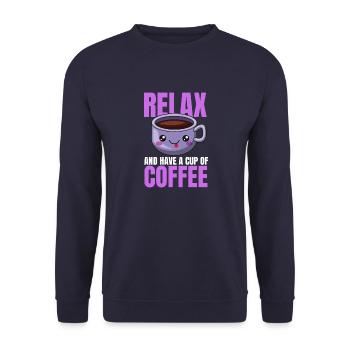 Relaxation Coffee Design - Unisex Sweatshirt - navy - Front - Alina (178cm) & Michal (187cm)