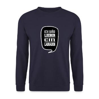 spruch hundehalter welpe hunderasse hundeliebhaber - Unisex Pullover - Navy - Vorne - Alina (178cm) & Michal (187cm)