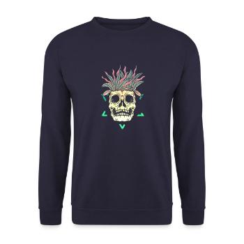 Skeleton Skeleton Skater bone Skull skeleton head - Unisex Sweatshirt - navy - Front - Alina (178cm) & Michal (187cm)