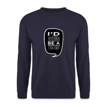 Dessin animé licorne cadeaux d’anniversaire geek - Sweat-shirt Unisexe - marine - Devant - Alina (178cm) & Michal (187cm)