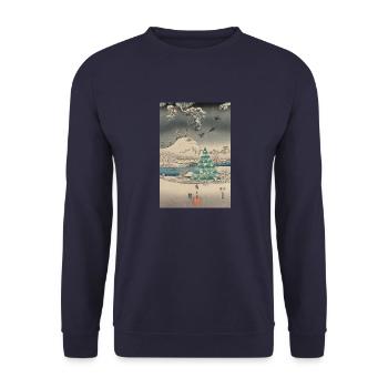 Christmas tree in snowy landscape - Unisex Sweatshirt - navy - Front - Alina (178cm) & Michal (187cm)