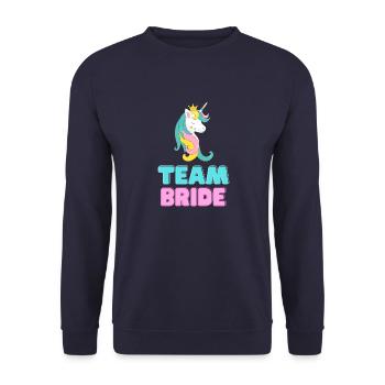 Team Bride - Unicorn Design - Bachelor Party - Sweat-shirt Unisexe - marine - Devant - Alina (178cm) & Michal (187cm)