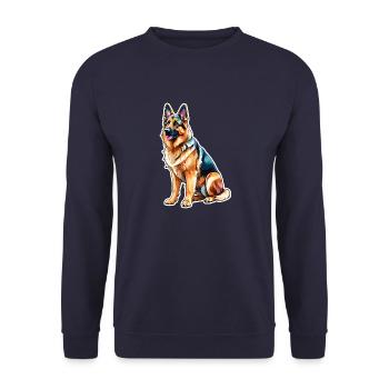 Deutscher Schäferhund Wasserfarben - Unisex Pullover - Navy - Vorne - Alina (178cm) & Michal (187cm)