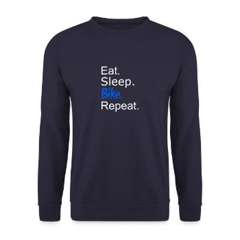 eat. sleep. bike. repeat. - Unisex Pullover - Navy - Vorne - Alina (178cm) & Michal (187cm)