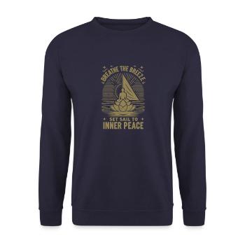 Segeln Yoga The Breeze Inner Peace - Unisex Pullover - Navy - Vorne - Alina (178cm) & Michal (187cm)
