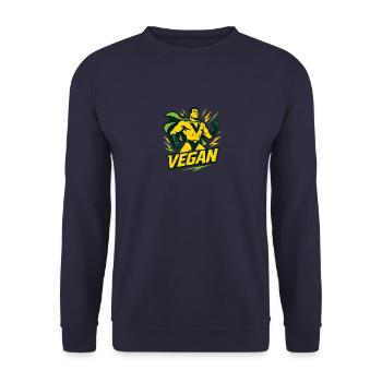 Végane, super-héros, pouvoir, environnement, bien-être animal - Sweat-shirt Unisexe - marine - Devant - Alina (178cm) & Michal (187cm)