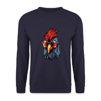 Rooster Head Portrait Cool - Unisex Sweatshirt - navy - Front - Alina (178cm) & Michal (187cm)