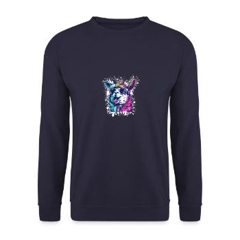Alpaka Geburtstag Lustig Party - Unisex Pullover - Navy - Vorne - Alina (178cm) & Michal (187cm)