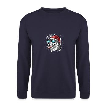 Robbe Tier Weihnachten Lustig - Unisex Pullover - Navy - Vorne - Alina (178cm) & Michal (187cm)