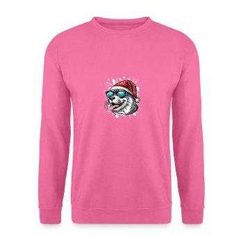 Robbe Tier Weihnachten Lustig - Unisex Pullover - Pink - Vorne