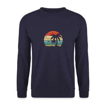 Palmiers rétro - Sweat-shirt Unisexe - marine - Devant - Alina (178cm) & Michal (187cm)