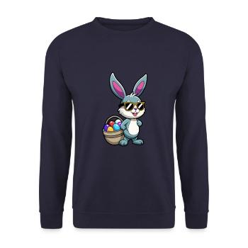 Happy Easter - Easter Bunny - Easter Egg - Gift - Unisex Sweatshirt - navy - Front - Alina (178cm) & Michal (187cm)