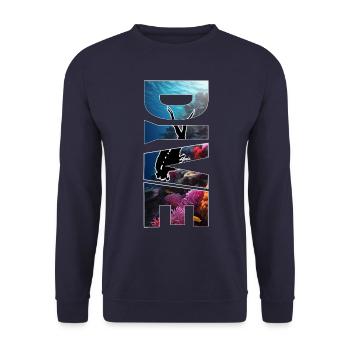 Plongée - Grand design de plongée sous-marine - Sweat-shirt Unisexe - marine - Devant - Alina (178cm) & Michal (187cm)